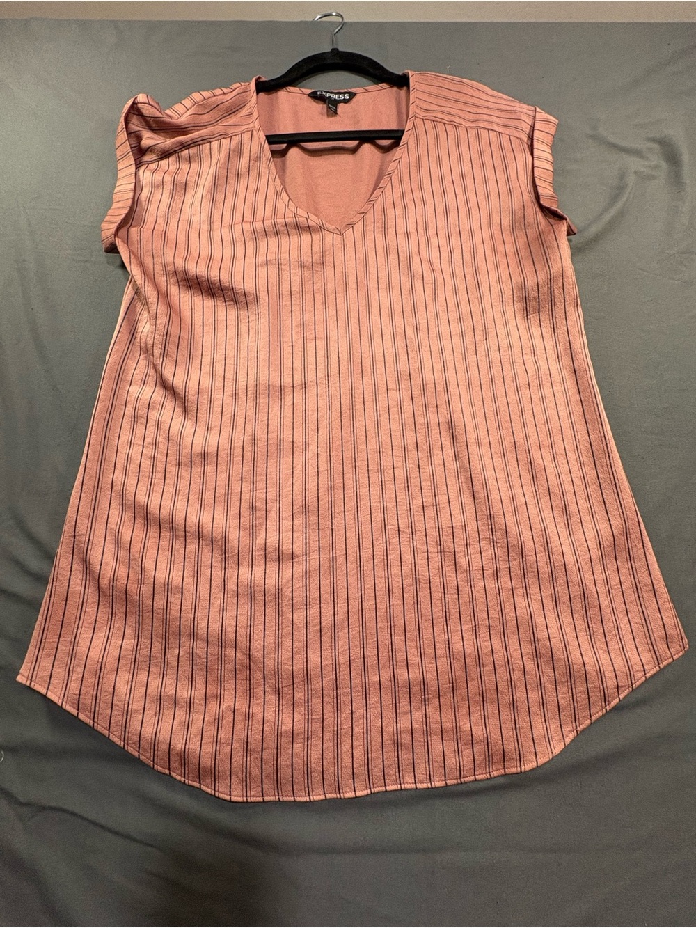 Express Pink Striped V-Neck Cap Sleeve Tunic